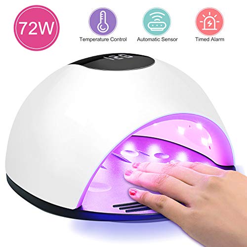 72W Nageltrockner LED/UV Lampe, Aiemok Professionell Nagellampe LED Nageltrockner, Tragbare Lampe Nägel für Alle Nagellacke mit 10s/30s/60s/120s Timer, Abnehmbarer Magnet-Platten, LCD Display