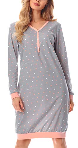 Merry Style Damen Nachthemd MS10-179 (Grau/Punkten, L)