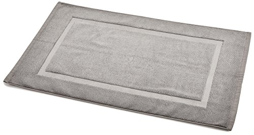 AmazonBasics Badvorleger mit rechteckiger Bordüre, Grau, 100% Baumwolle (1.200 g/m²), 51 x 79 cm