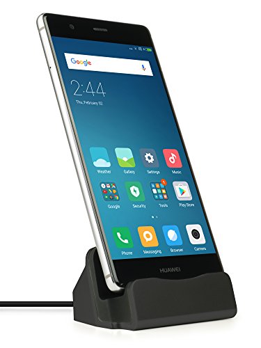 MyGadget Dockingstation Ladestation [USB C] für Android Smartphones - Halterung Dock für z.B. Samsung Galaxy S8, A3, A5 (2017) Huawei P9, P10 - Schwarz