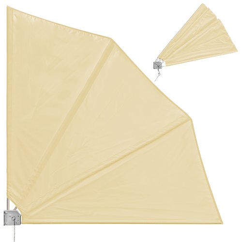 Balkonfächer klappbar mit Wandhalterung 140x140cm in beige - Sichtschutz Balkon Windschutz Balkonsichtschutz Seitenmarkise