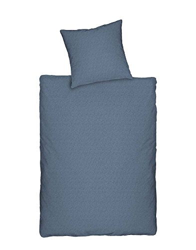 Dormisette Q345 Jersey Bettwäsche in Melange-Optik, Größe 80/80 und 135/200 cm, blau