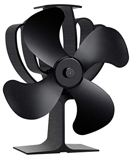 Aobosi Ventilator Ofenventilator für Holz/LOG Brenner/Kamin, Hitze Powered Ofen Fan mit 4 Rotorblätter und Kein Lärm,Umweltfreundlich,Schwarz