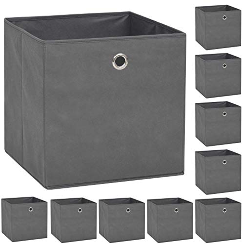 vidaXL 10x Aufbewahrungsbox Vliesstoff 32x32x32cm Grau Faltbox Regalkorb