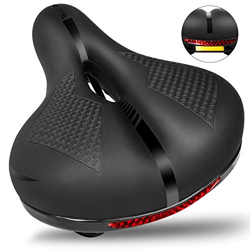 WESTLIGHT West Biking Damen Sattel Herren Fahrradsattel, Bequemer Breiter Tourensattel mit Kloben mit extra Polsterung, wasserdichte Mountainbikesättel Cityradsättel Fahrradsitz Schwarz 26 * 21cm
