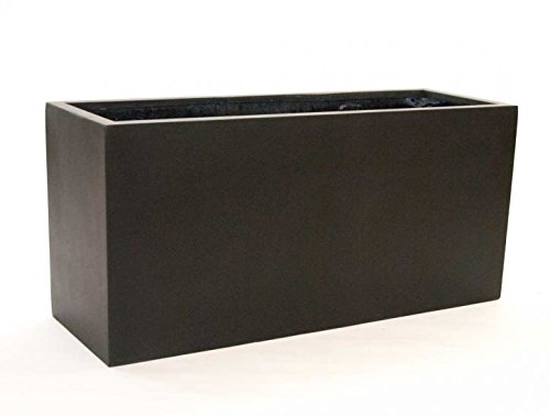 Pflanztrog Blumentrog Raumteiler Fiberglas rechteckig LxBxH 100x40x50cm elegant schwarz-matt