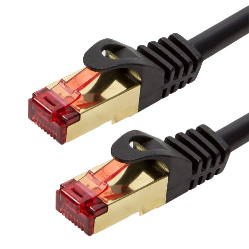 BIGtec Premium 20m Gigabit Ethernet LAN Kabel Patchkabel Netzwerkkabel schwarz - doppelt geschirmt - vergoldet