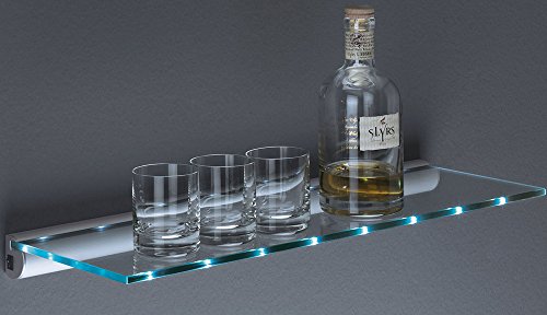 Glasregal LED Regal | Batteriebetrieb - ohne Kabel | 2 Größen | 60x20 cm