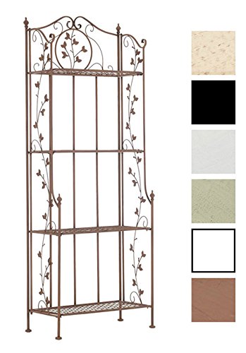 CLP ARONA stabiles Standregal im Landhausstil I Klappbares Eisenregal mit 4 Regalböden I In verschiedenen Farben erhältlich Antik Braun