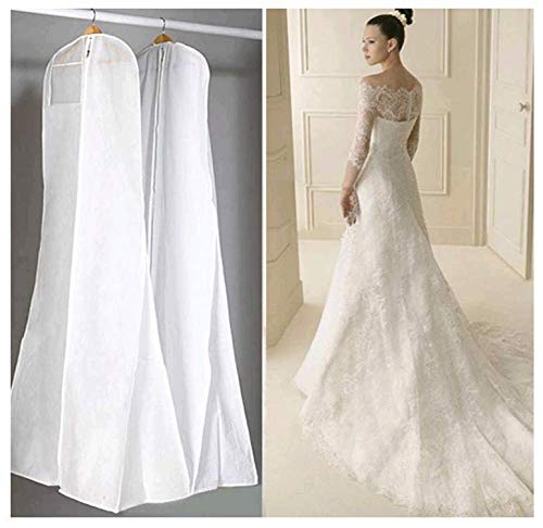 Prom-near Atmungsaktiver Kleidersack Schutzhülle für Brautkleider Abendkleider Anzüge Mäntel Anti-Staub Hochzeitskleid Kleidersack Weiß 160/170 / 180 cm