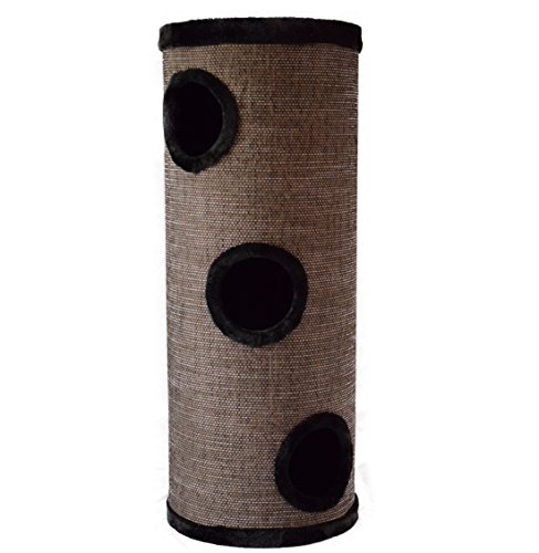 Lemio - Kratzbaum 'Big Tub' Kratztonne - Katzentonne 100 cm - Katzenbaum Katzenkratzbaum Möbel für Katzen (grauer Plüsch)