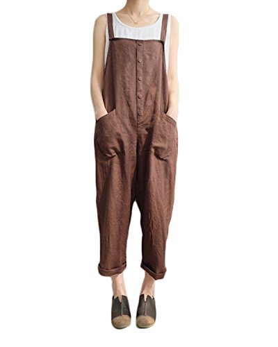 VONDA Damen Latzhose Retro Lange Overall Größe Jumpsuit Baggy Sommerhose