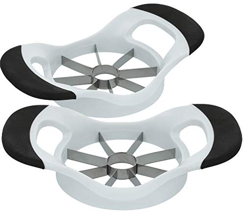 COM-FOUR 2x Apfelschneider, Apfelausstecher, Apfelteiler aus Edelstahl mit Kunststoffrahmen und Silikongriff (02 Stück - Apfelschneider Silikongriff)