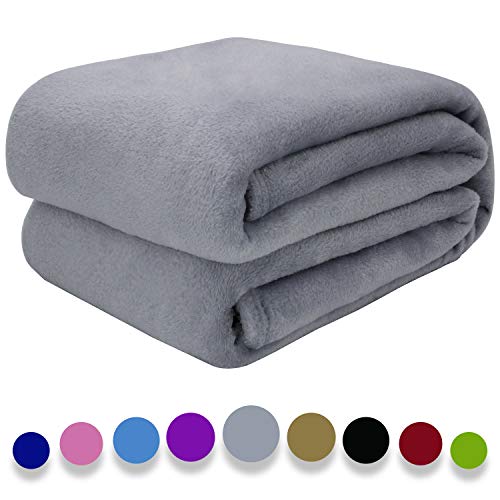 Arkham Flanell Fleecedecke Kuscheldecke Silber Asche Heimdecke, Flauschige Decke Warmes Bettsofa und Haustier Werfen, Exquisiter Komfort Silber Asche Flanell Fleecedecke 130X150CM