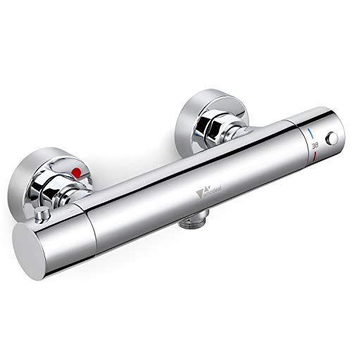 Amzdeal Duschthermostat Duscharmatur, Brausethermostat Brausearmatur, Mischbatterie 20-50 ℃ Thermostat Armatur Dusche, Brause Thermostatarmatur aus 59 Messing / AZ014A