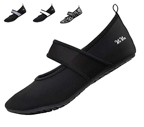 WeWee Die gesunden Allround-Barfußschuhe Damen – Vielseitig einsetzbare Minimalschuhe aus Neopren Wasserschuhe, Strandschuhe Badeschuhe (37/38 EU, Schwarz)