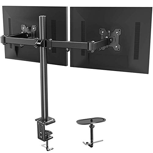 HUANUO Monitor Halterung 2 Monitore, Volleinstellbar für 13 bis 27 Zoll LCD LED Bildschirme, 2 Montageoptionen, VESA 75/100
