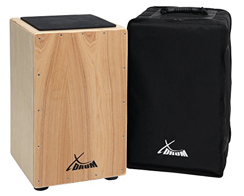XDrum Cajon Primero Natur inkl. Rucksacktasche (Snare Sound, Kistentrommel, Trommelkiste, Holz, inkl. Gigbag)