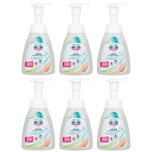 Impresan Hände Desinfektions-Gel im Spender - hygienische Händedesinfektion im Pumpspender - antibakteriell - 6 x 250ml