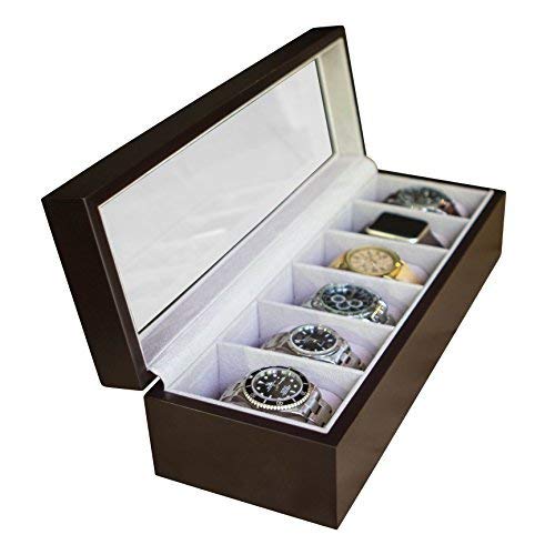 Case Elegance Uhrenbox für 6 Uhren mit Glasfenster