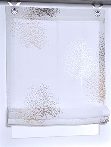 Kutti Raffrollo Ösenrollo Bellinda Weiss Taupe 80 x 140 cm