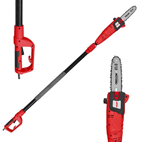 HECHT Elektro-Hochentaster 975 W Ast-Kettensäge Profi-Astsäge (750 Watt, Schwertlänge: 24 cm, Arbeitshöhe: bis 4,5 m)