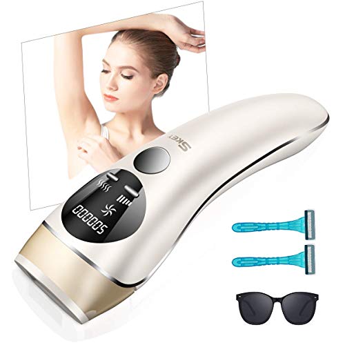 SKEY IPL Haarentfernung, Haarentfernungsgerät 500,000 Lichtimpulse Permanent Haarentfernung mit Lichtschutzbrille und Rasierer für Frauen & Männer-Körper Gesicht Bikini-Zone & Achseln