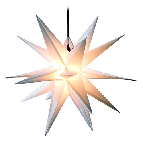 3D WEIHNACHTSSTERN Ø 50 cm 18 Zacken LEUCHTSTERN Außenstern Faltstern Adventsstern wetterfest für außen und innen 4m Kabel wetterfest von Dekowelt (Weiß)