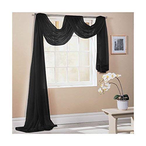Schwarz 59x118' 150x300cm Geschneiderte Voile Fenster Schal Querbehang