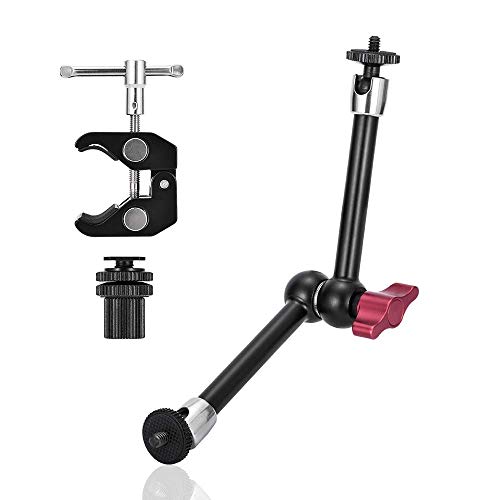 UTEBIT Gelenkarm 11 Inch mit Super Clamp & Heißer Schuh Swivel Foto Magic Arm 29CM Max Load 4KG 1/4' Gewinde für DSLR-Kamera, LCD-Feldmonitor, Flash Light