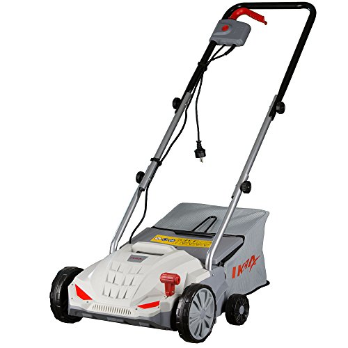 IKRA Elektro Vertikutierer Lüfter IEVL 1532 2-in-1 Gerät inklusive Vertikutierwalze, Lüfterwalze und Fangkorb 30 L, Arbeitsbreite 32 cm, Arbeitstiefe einstellbar, 1.500 W