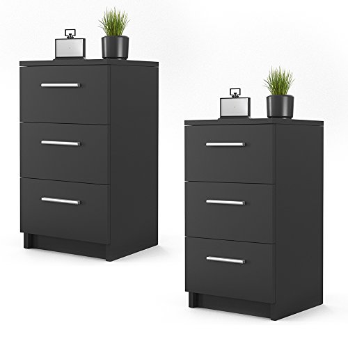 Vicco Nachtschrank Kommode Boxspringbett Nachttisch Nachtkommode Kommode Schrank - 3 Schubladen - 66cm hoch