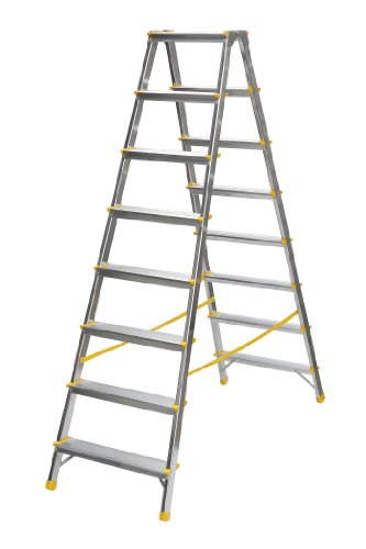 Aluminium Trittleiter, beidseitig begehbar, 2x8 Stufen, 150kg Traglast