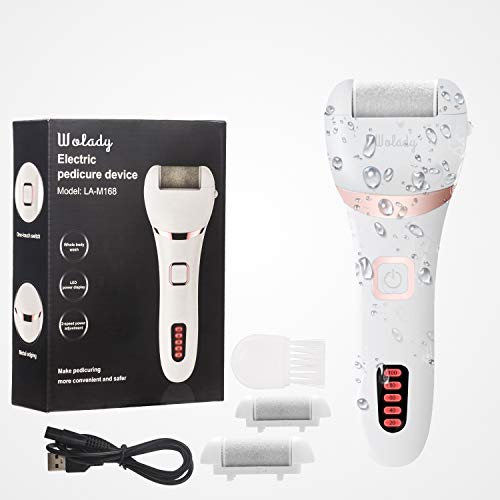Elektrischer Hornhautentferner Hornhaut Entfernung Wolady Elektrische Fußfeile Fußpflege wasserdicht USB wiederaufladbar mit 3 Ersatzrollen