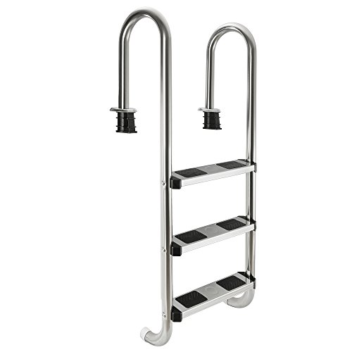 Arebos Edelstahl Poolleiter 3 Oder 4 Stufen/mit Antirutschpads auf Den Sprossen (3 Stufen)