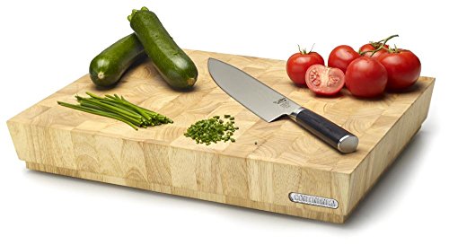 Continenta Profi Hackblock aus hochwertigem Gummibaum Stirnholz, massive Holzwürfel einzeln verleimt, Profi Qualität Schneidebrett, 48 x 36 x 7,3 cm