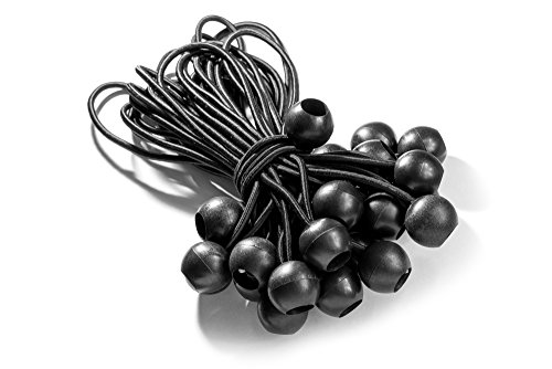 fuxton 25 Profi Spanngummis mit Kugel (schwarz 195 mm) für Zelte, Planen, Plakate. Planenspanner, Expanderschlingen, Planenhalter, Planengummi, Gummispanner, Zeltgummi