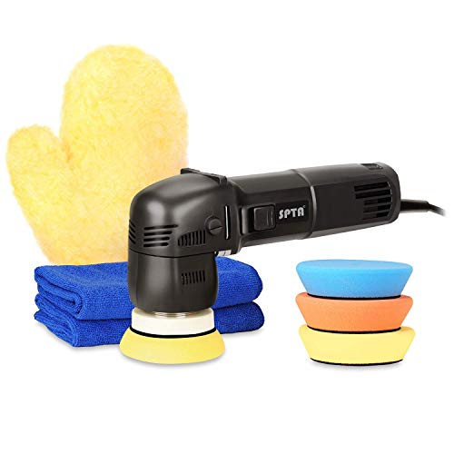 SPTA 15mm 80mm 760W Exzenter Poliermaschine Excenter Schleifmaschine Auto Polierer mit Polierschwamm Polierschwämme Polierteller Tasche für Auto KFZ Boot