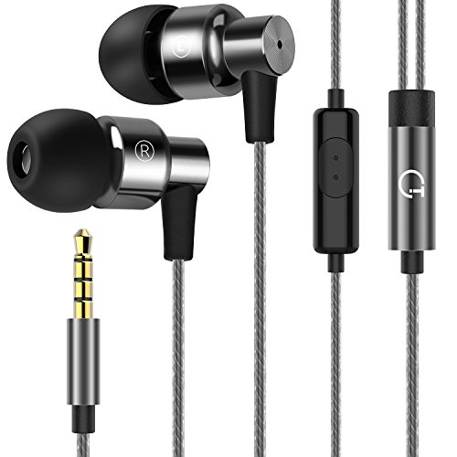 Gritin In Ear Kopfhörer, ear Ohrhörer【 Neue Version 2018】 Metallisches Stereo Headset earphones mit Ohrstöpseln und Mikrofon für iPhone, Android Smartphones und MP3 Players usw