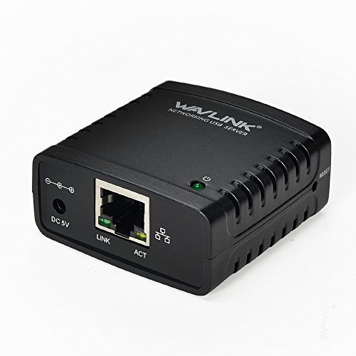 WAVLINK Printserver(Druckerserver), 10 / 100Mbps Ethernet auf USB 2.0 Netzwerk LPR Print Server für Windows (Aktualisierte Edition)