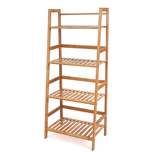 HOMFA Bambus Standregal 4 Ablage Bücherregal Badregal Blumenregal Küchenregal feuchtigkeitsbeständig Gartenregal 116x48x32cm