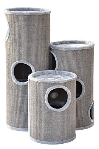 nanook Kratztonne Sisaltonne Kratzturm Kratzbaum Condo mit Spielball, Sisal Plüsch, grau 50 cm