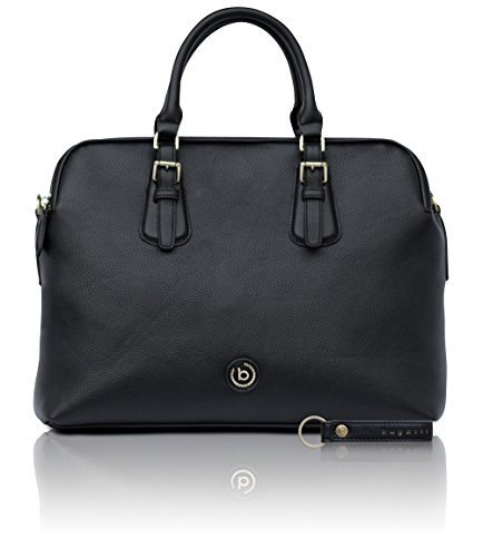 bugatti Passione schwarze Kunstleder Businesstasche für Damen - edle Aktentasche in schwarz