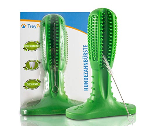 TreyPetz Hundezahnbürste inkl. Reinigungsbürste [2019er Version] zur Zahnpflege beim Hund - Zahnreinigung für kleine und große Hunde - Zahnsteinentferner für Hunde
