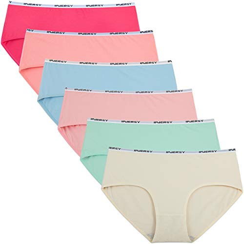 INNERSY Damen Unterhosen Baumwoll Hipster Bequeme Taillenslip Low Rise Slips wesentliche Höschen Mehrfarbig 6er Pack