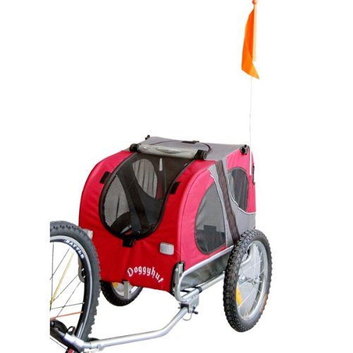 DOGGYHUT Hundeanhänger Hunde Fahrradanhänger Hundetransporter-MEDIUM ROT 10115-01