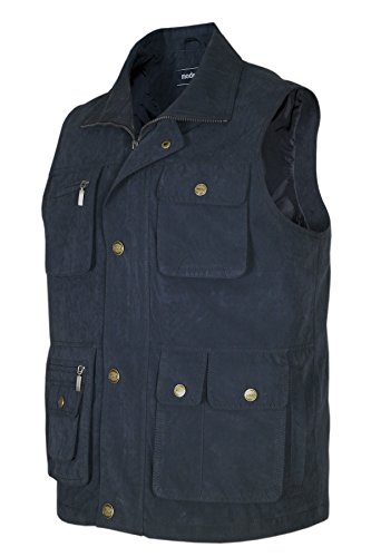 MIAN-MODE Herren Weste Outdoor Funktions-Weste Multi Taschen-Navy-M
