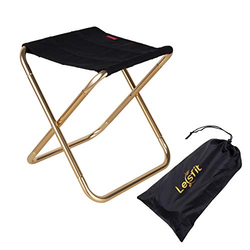 Lesfit Outdoor Hocker Klappbar, Camping Aluminium Klapphocker Faltbar, Campinghocker Kompakt (30 x 25,5 x 31,5 cm)