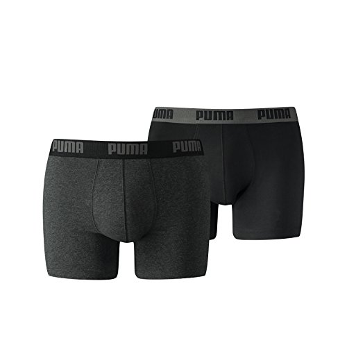 PUMA Herren Basic Boxer Boxershort Unterhose 10er Pack, Dark Grey Mélange/Black, M