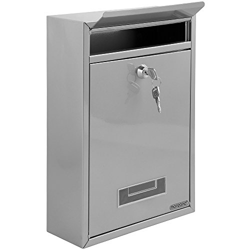 Briefkasten Silber | inkl. 2 Schlüssel | Namensschild | abschließbar | witterungsfest | [Farbauswahl] Mailbox Briefkastenanlage Postkasten Stahl